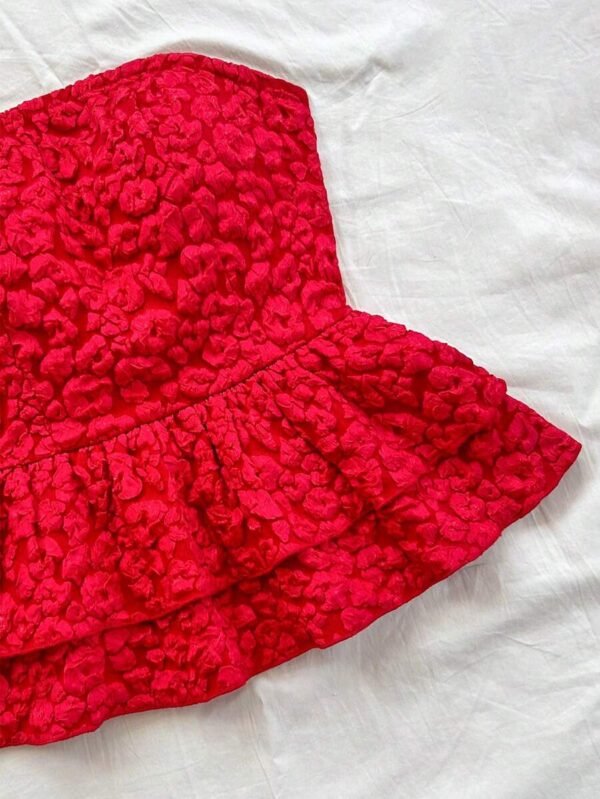 Top casual de verano amarillo canario con peplum - Imagen 2