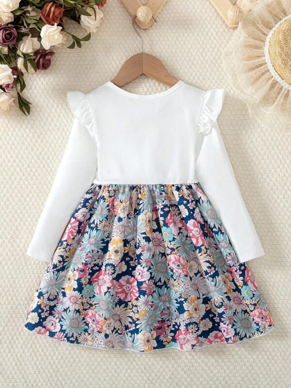 Vestido de niña con estampado floral de parches - Imagen 3