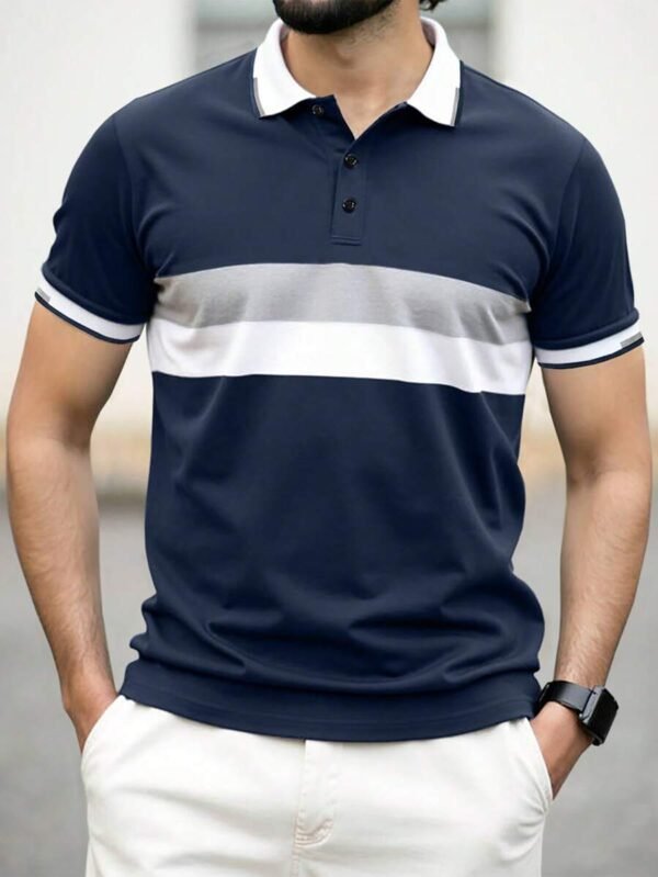 Camisa polo de hombre con botones delanteros en unicolor y parches
