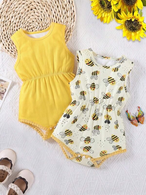 Pelele sin mangas con estampado de abeja para niñas