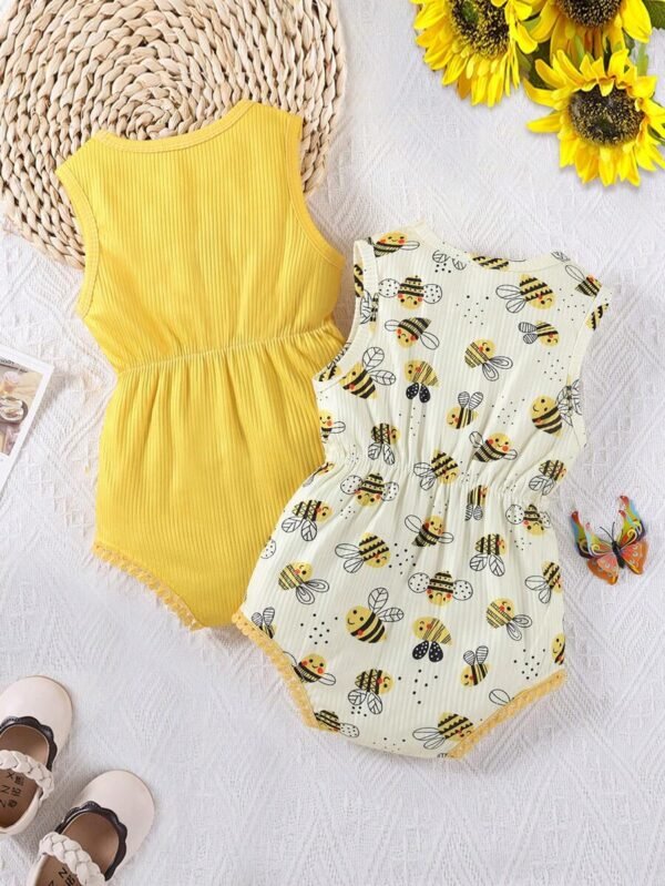 Pelele sin mangas con estampado de abeja para niñas - Imagen 3