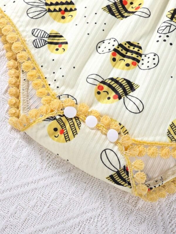 Pelele sin mangas con estampado de abeja para niñas - Imagen 2