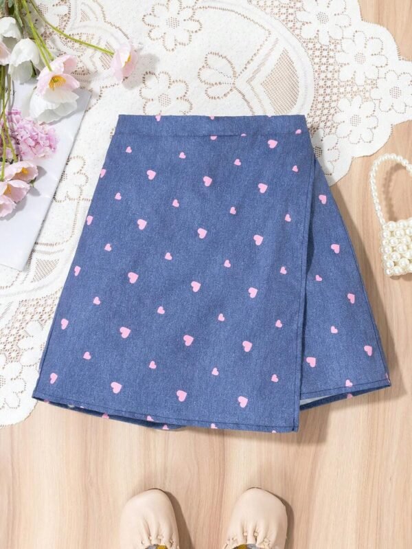Shorts de falda con estampado de corazones para niñas