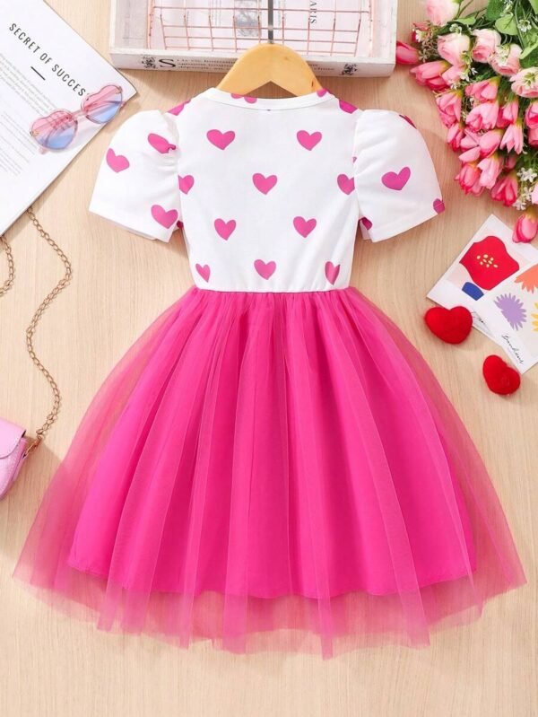 Vestido de manga corta con estampado de corazones - Imagen 3