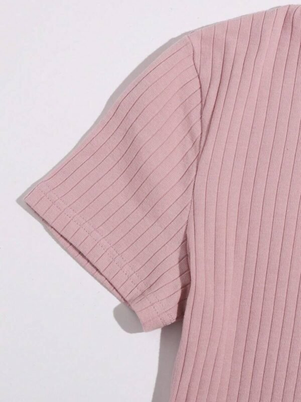 Camiseta tejida de canalé con bordado de margarita - Imagen 2