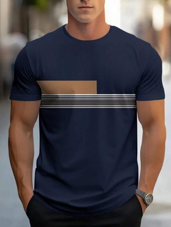Camiseta de manga corta de cuello redondo con estampado para hombre