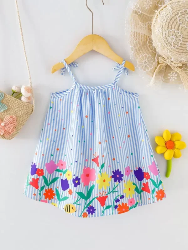 Vestido de bebé niña con patrón floral completo - Imagen 3