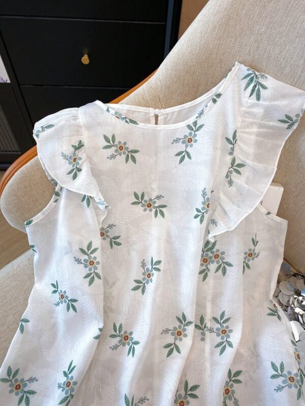 Blusa de manga corta con estampado colorido bordado - Imagen 3