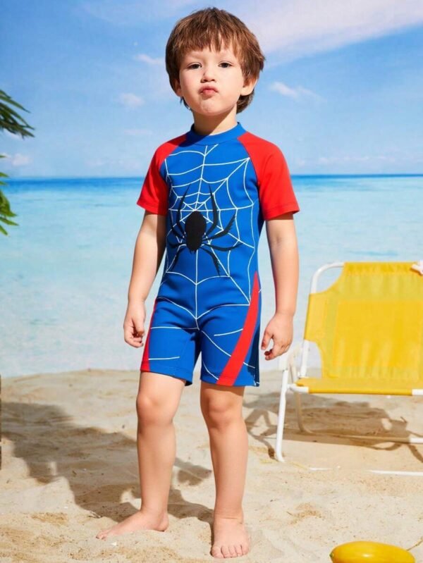 Traje de baño de una pieza para niño con diseño de contraste de color