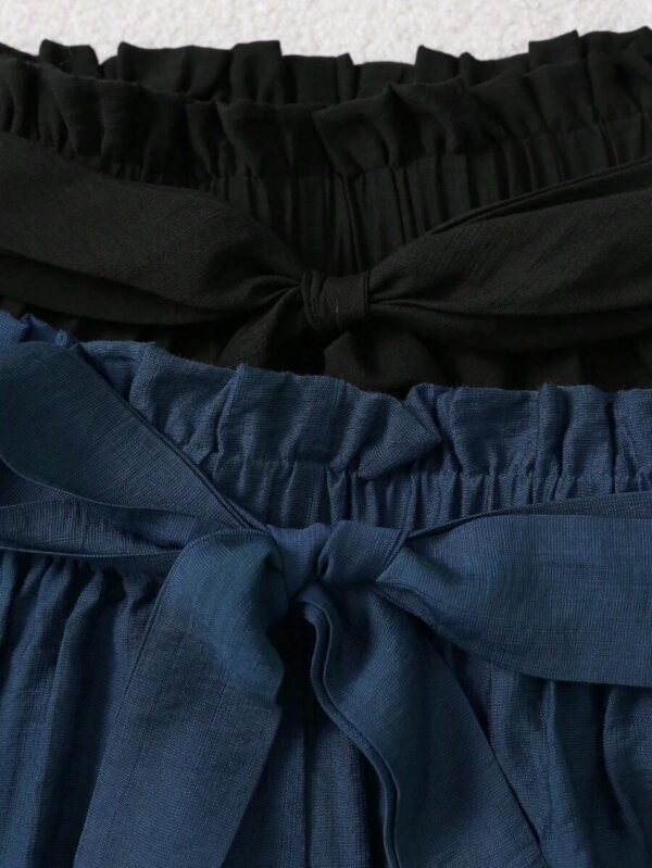 Pantalones cortos casuales de cintura alta sólidos tipo bolsa - Imagen 2