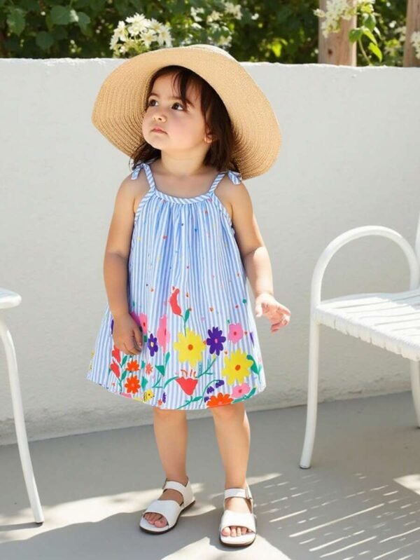 Vestido de bebé niña con patrón floral completo