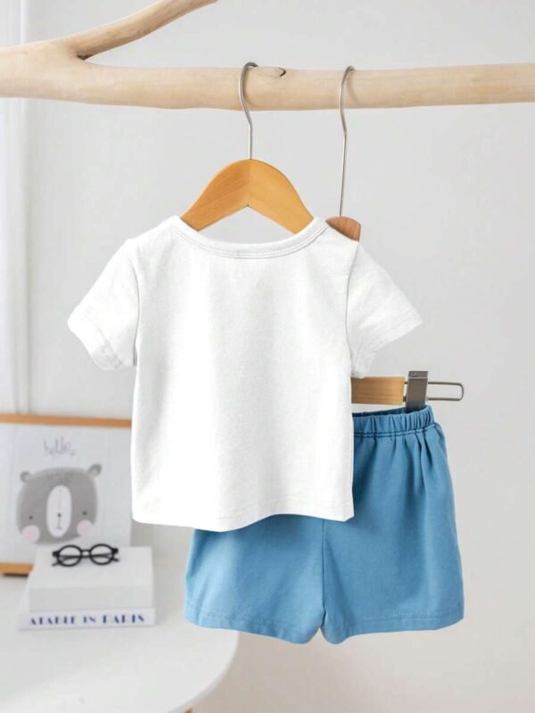Conjunto de camiseta de manga corta y pantalones cortos para niños bebés - Imagen 3