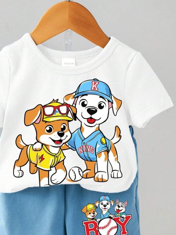 Conjunto de camiseta de manga corta y pantalones cortos para niños bebés - Imagen 2