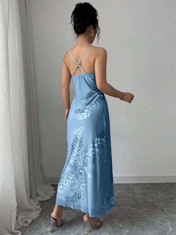 Vestido largo ajustado con tirantes finos para mujer - Imagen 3