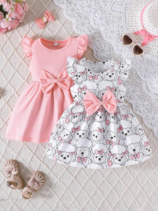 Vestidos con mangas cortas y cuello redondo para niñas bebés