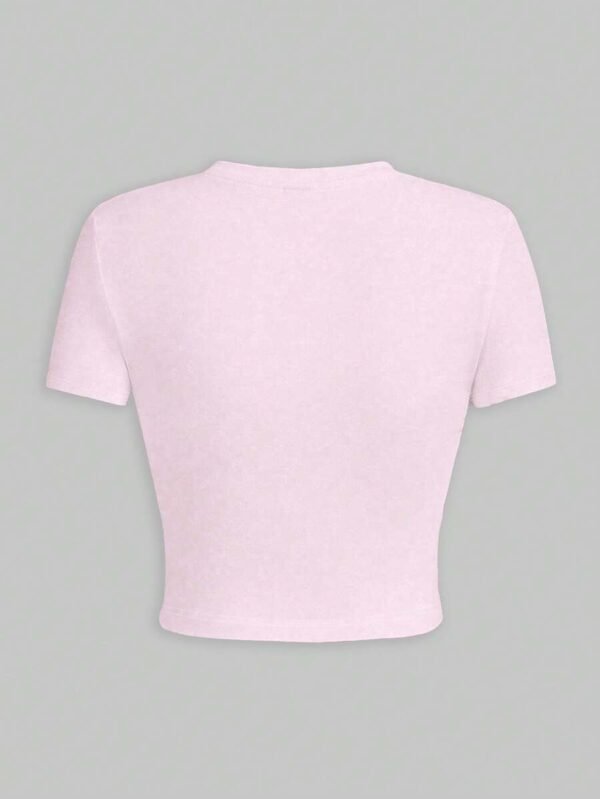Camiseta corta de mujer con ajuste slim y estampado floral - Imagen 3