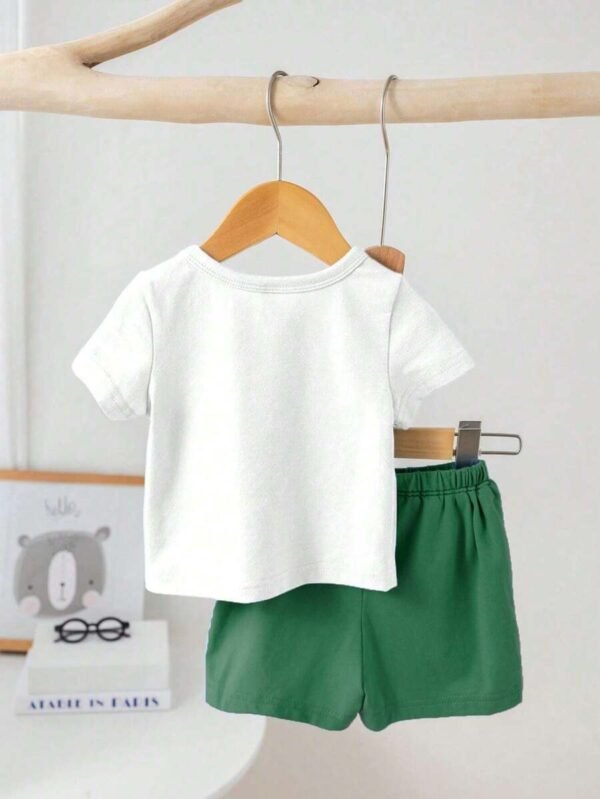 Conjunto de 2 piezas de camiseta y short con estampado de dinosaurio para niño bebé - Imagen 2