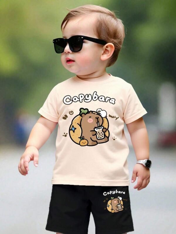 Conjunto de 2 piezas para niños bebés con camiseta gráfica de koala y shorts