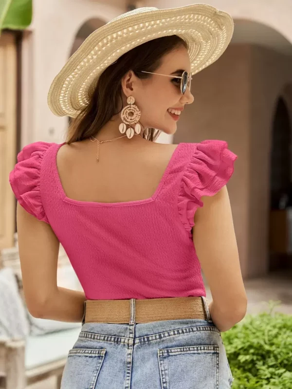 Camiseta de cuello cuadrado ribete con fruncido - Imagen 3