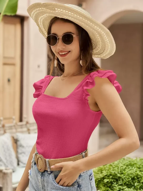 Camiseta de cuello cuadrado ribete con fruncido - Imagen 2