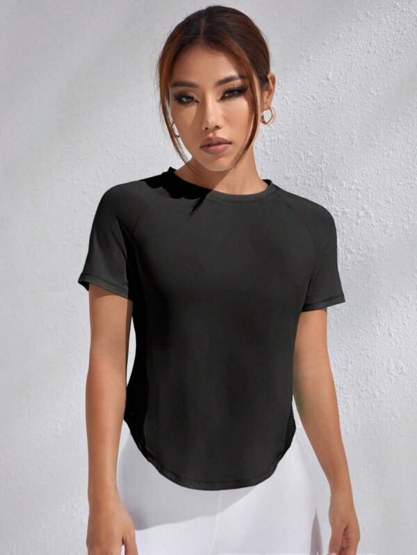 Camiseta deportiva unicolor de manga raglán - Imagen 2