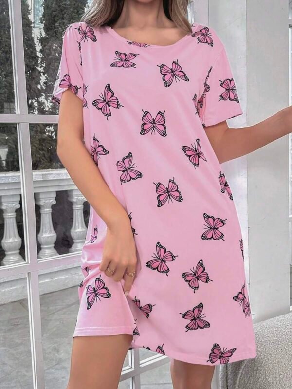 Pijama vestido con estampado de mariposa - Imagen 3