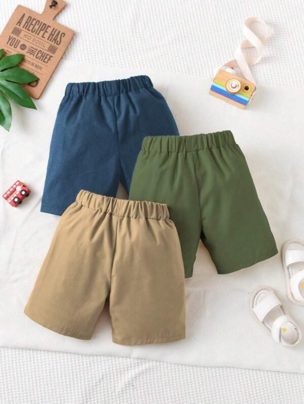 Shorts con diseño de parche de letra de cintura con cordón - Imagen 3