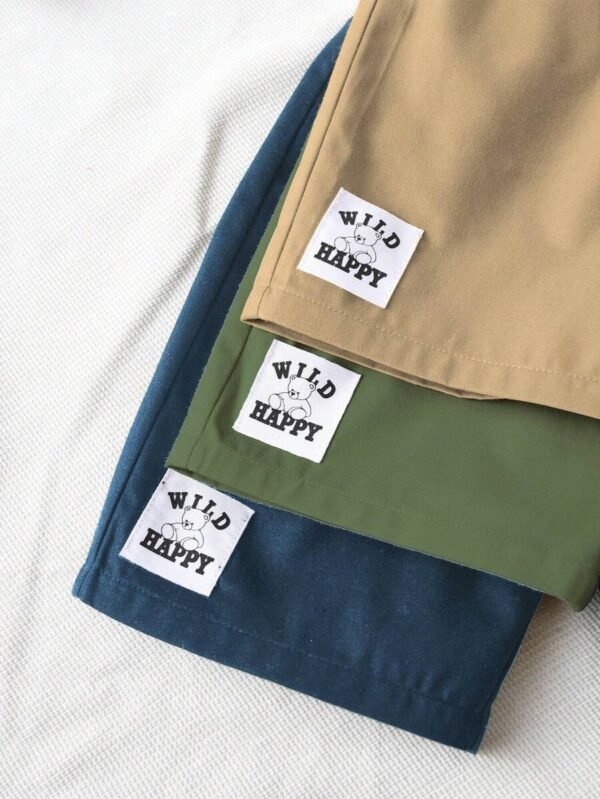 Shorts con diseño de parche de letra de cintura con cordón - Imagen 2