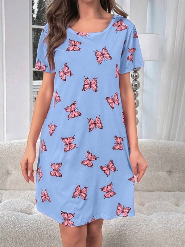 Pijama vestido con estampado de mariposa - Imagen 3