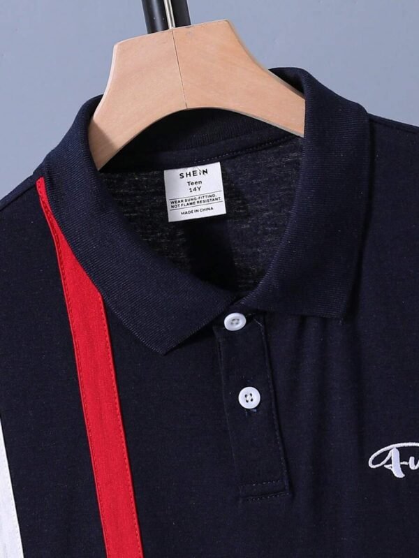 Camiseta Polo A Rayas De Moda Casual Para Adolescentes - Imagen 2