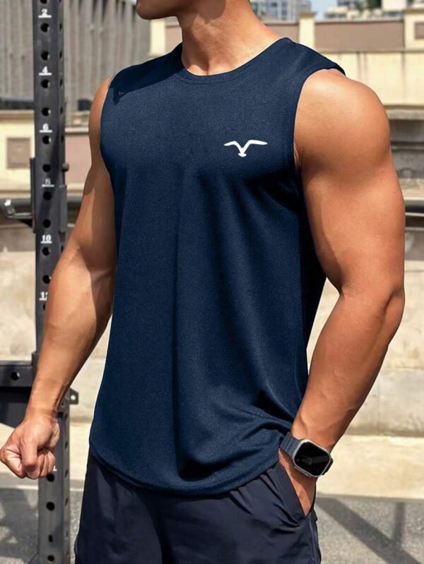 Camiseta de tirantes de cuello redondo casual con estampado para hombre