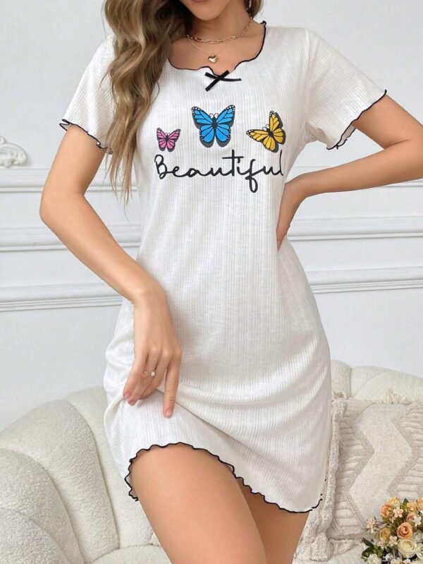Vestido de pijama de verano con manga corta para mujer