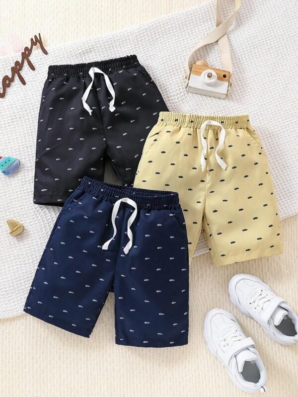 Pantalones cortos informales con estampado de hueso de pescado para niño