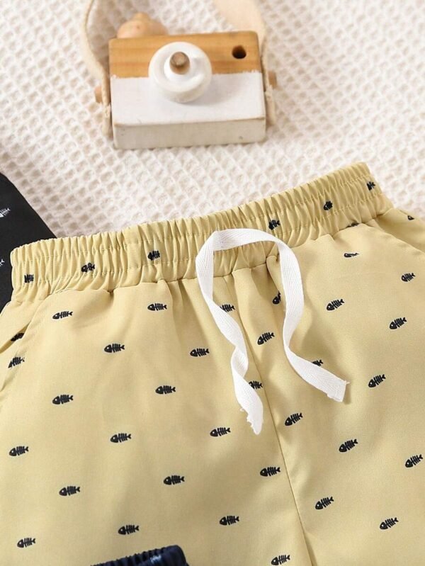 Pantalones cortos informales con estampado de hueso de pescado para niño - Imagen 2
