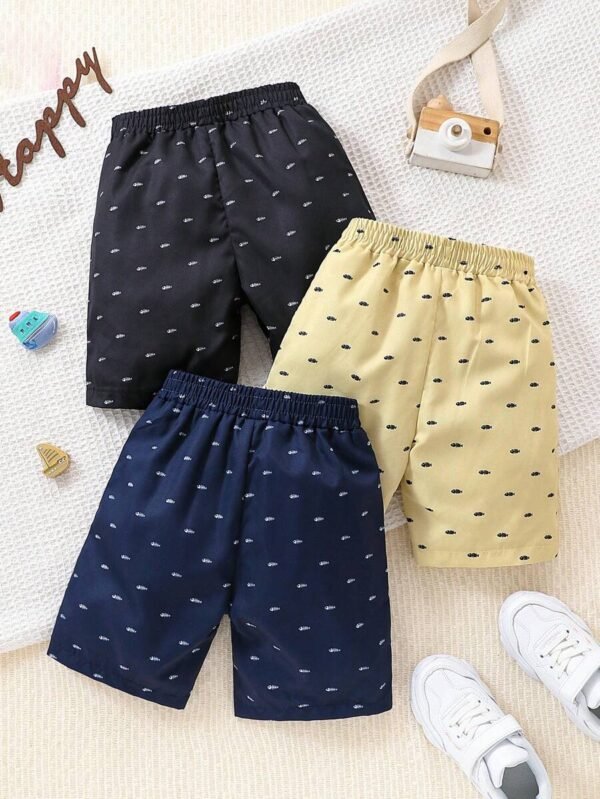 Pantalones cortos informales con estampado de hueso de pescado para niño - Imagen 3