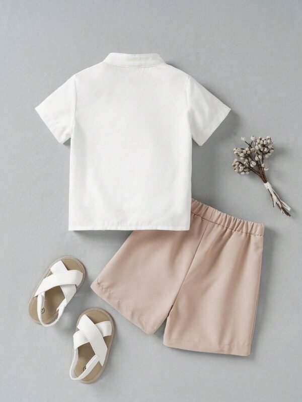 Conjunto de camisa y pantalones cortos con estampado para niños bebés - Imagen 3