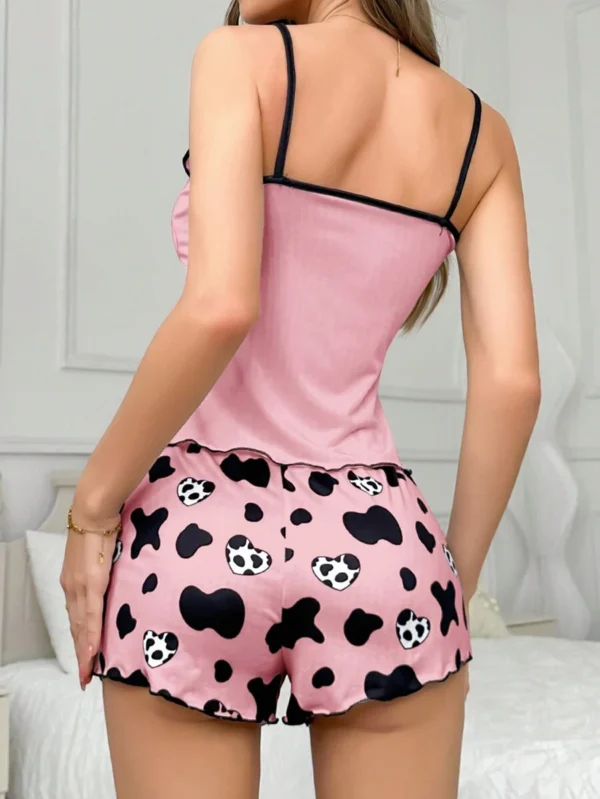 Conjunto de pijama de mujer con diseño de vaca corazón - Imagen 2