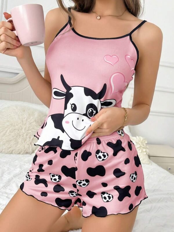Conjunto de pijama de mujer con diseño de vaca corazón - Imagen 3
