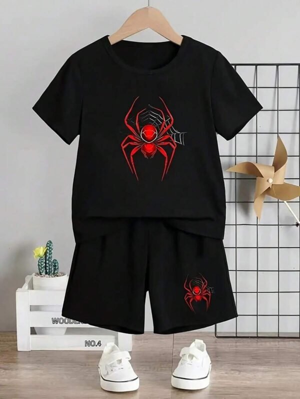 Camiseta casual con estampado y shorts cortos para niños
