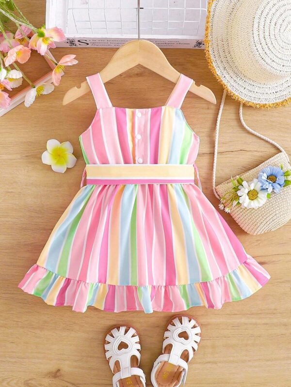 Vestido de tirantes con volantes y botones en la parte delantera - Imagen 3
