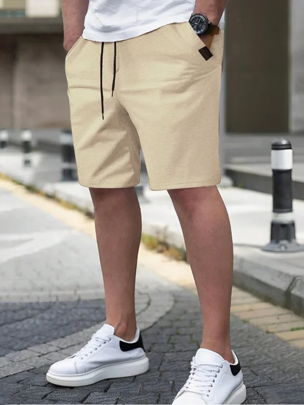 Pantalones cortos casuales con bolsillo y nudo delantero para hombre