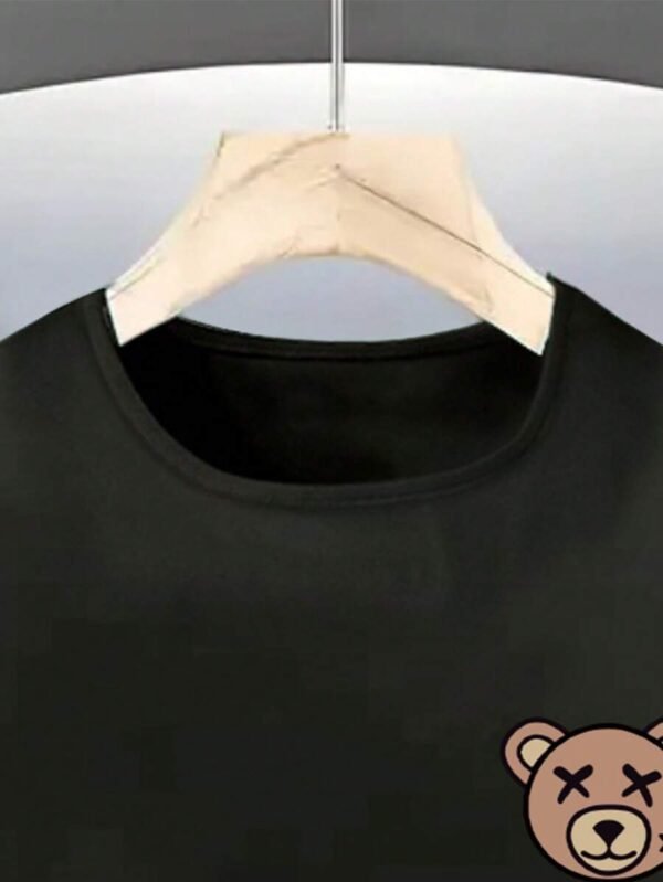 Camiseta de manga corta informal con estampado de oso para adolescentes - Imagen 2