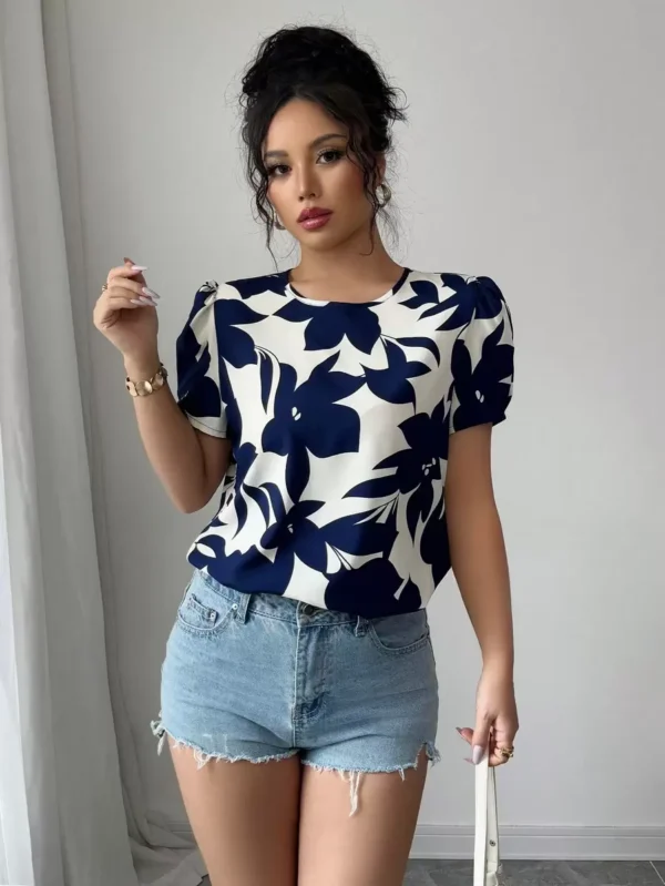 Blusa casual de mujer de manga corta, moda minimalista