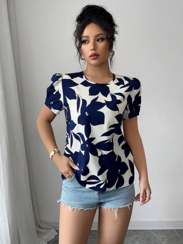 Blusa casual de mujer de manga corta, moda minimalista - Imagen 2