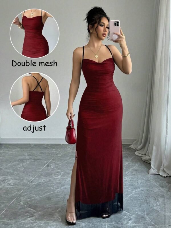 Vestido con cordón de apertura alta con panel