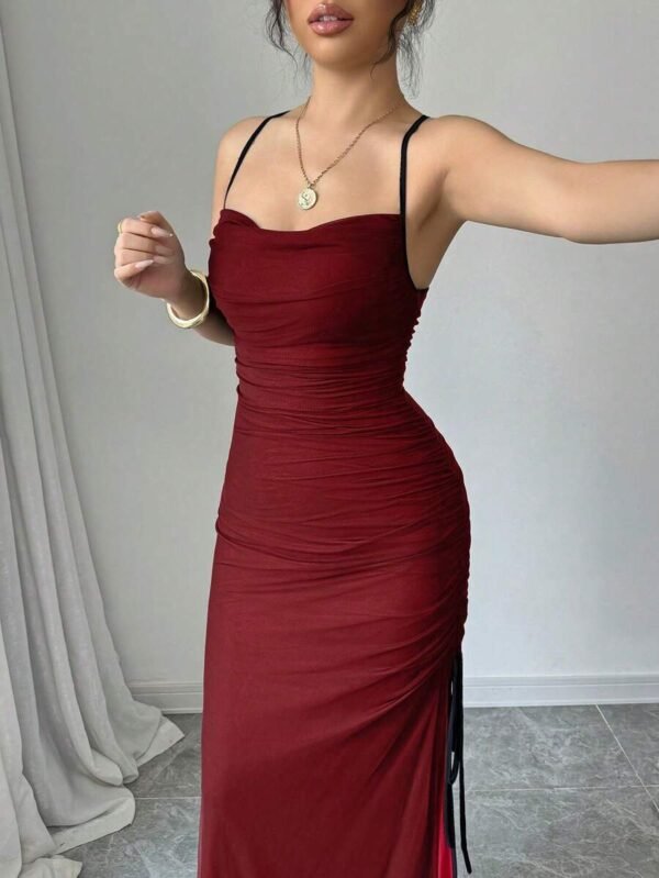 Vestido con cordón de apertura alta con panel - Imagen 2
