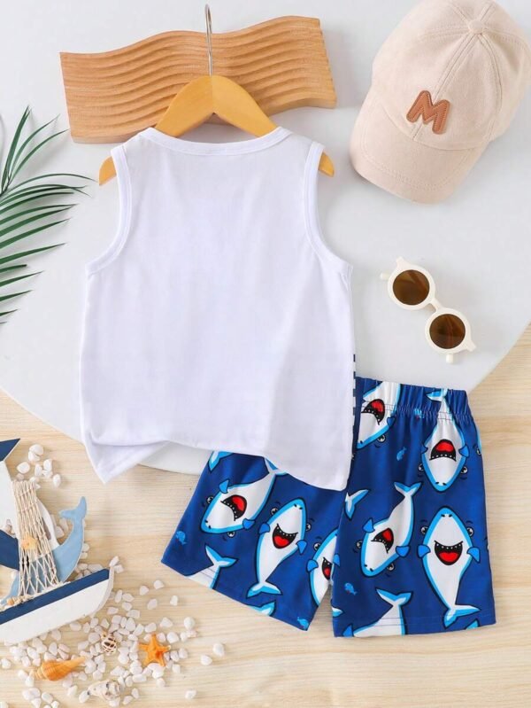 Sport y short fresco con impresión de tiburón y transpirable para niños - Imagen 3