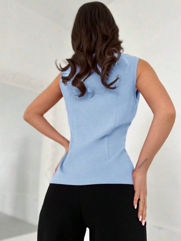 Chaqueta delgada con decoración elegante de corazón metálico para mujer - Imagen 2