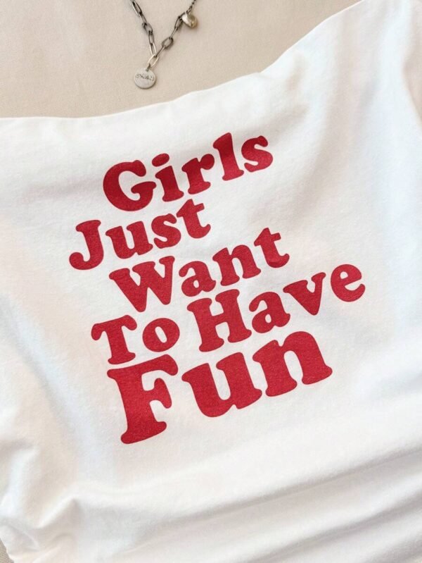 Camiseta de manga corta y hombros descubiertos para chicas - Imagen 2