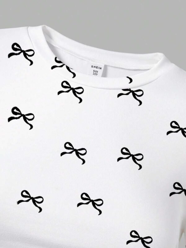Camiseta de manga corta estilo crop con estampado de moños - Imagen 2